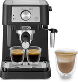 De'Longhi Classic EM450.M, Manual Coffee Machine with Steam Wand, Barista Pump Espresso Machine, Cappuccino Nozzle, Double Wall Filter Basket, 15bar, Fit Mug Up to 13cm, Stainless Steel/Metal