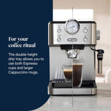 De'Longhi Classic EM450.M, Manual Coffee Machine with Steam Wand, Barista Pump Espresso Machine, Cappuccino Nozzle, Double Wall Filter Basket, 15bar, Fit Mug Up to 13cm, Stainless Steel/Metal